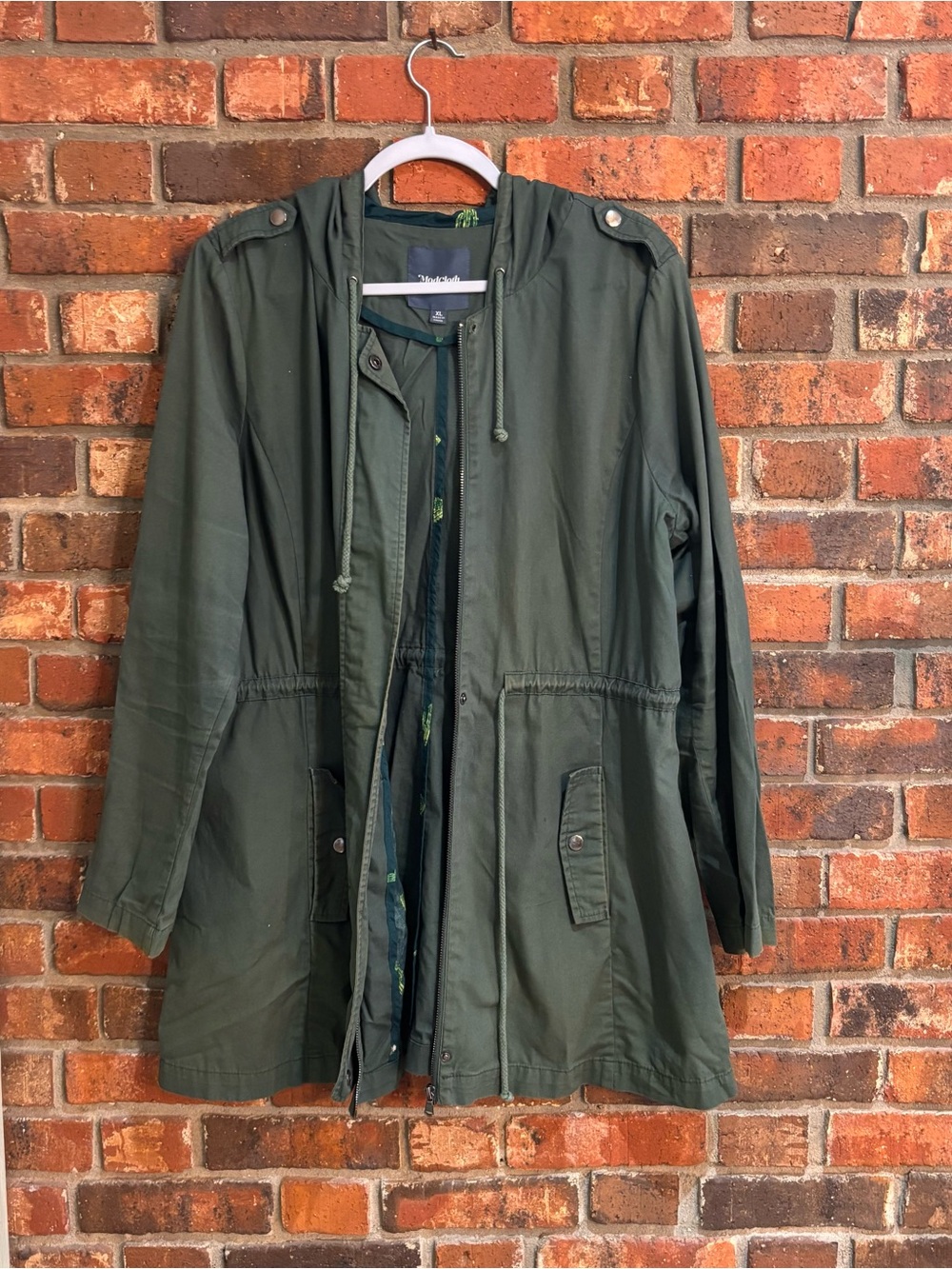 Modcloth womens hooded utility anorak jacket olive green XL - Picture 6 of 8